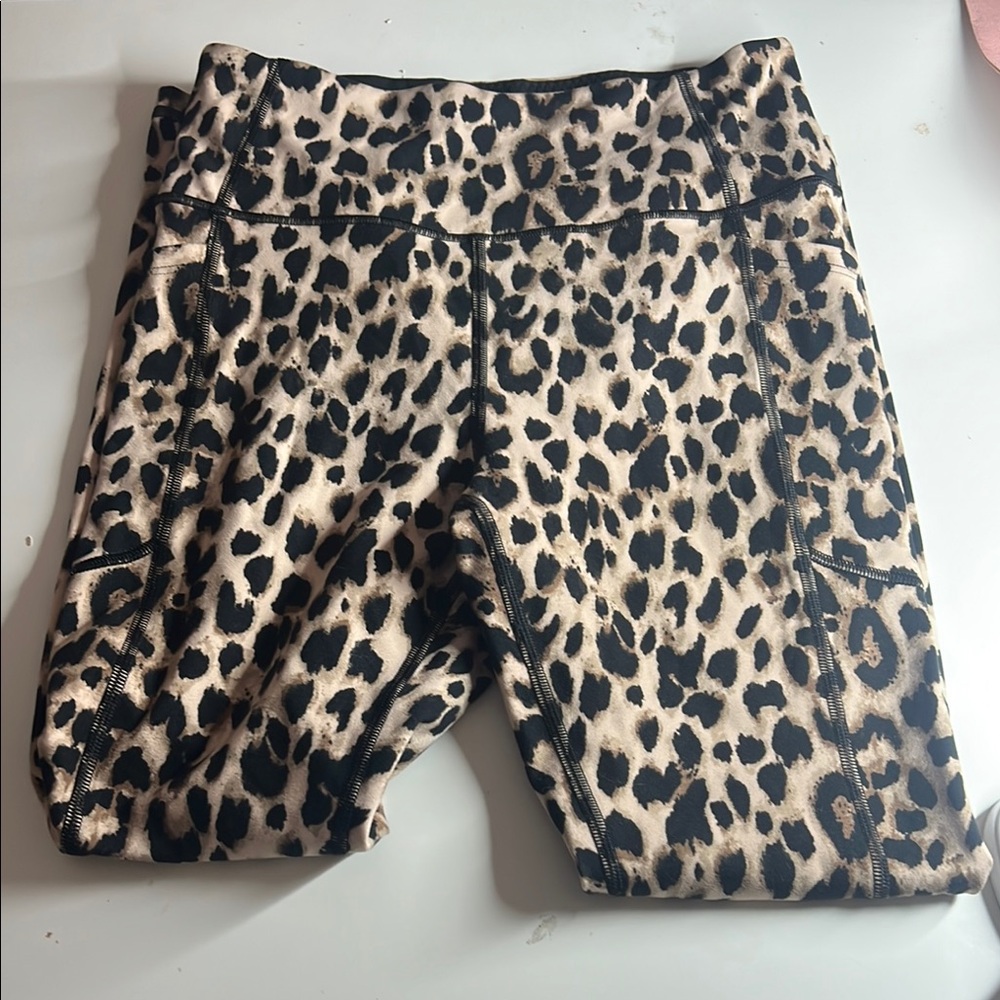 PINK Victoria's Secret Black and Tan Leggings High-Waisted Stretch
